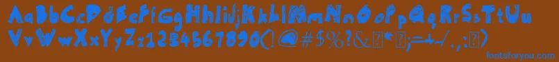 UnFinished-Schriftart – Blaue Schriften auf braunem Hintergrund