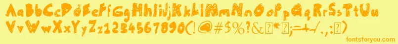 UnFinished-Schriftart – Orangefarbene Schriften auf gelbem Hintergrund