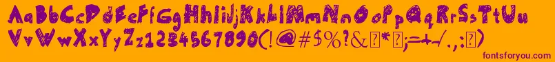UnFinished-Schriftart – Violette Schriften auf orangefarbenem Hintergrund