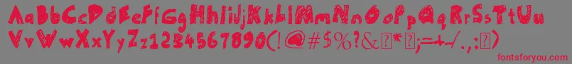 UnFinished-Schriftart – Rote Schriften auf grauem Hintergrund