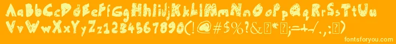 UnFinished-Schriftart – Gelbe Schriften auf orangefarbenem Hintergrund