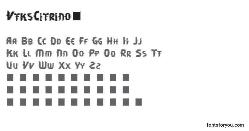 A fonte VtksCitrino2 – alfabeto, números, caracteres especiais