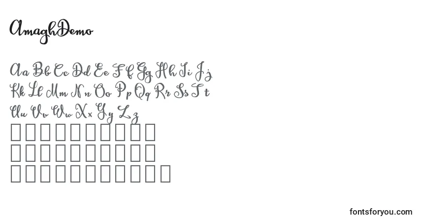 Schriftart AmaghDemo – Alphabet, Zahlen, spezielle Symbole