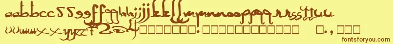 SexyMf-Schriftart – Braune Schriften auf gelbem Hintergrund