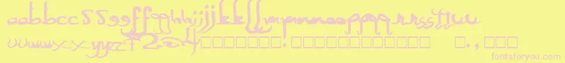 SexyMf-fontti – vaaleanpunaiset fontit keltaisella taustalla
