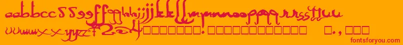 Fonte SexyMf – fontes vermelhas em um fundo laranja