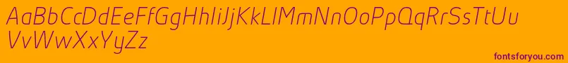 AbsolutProThinItalicReduced Font – Purple Fonts on Orange Background