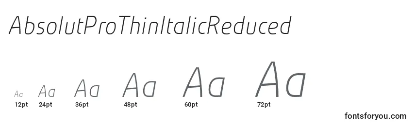 Размеры шрифта AbsolutProThinItalicReduced