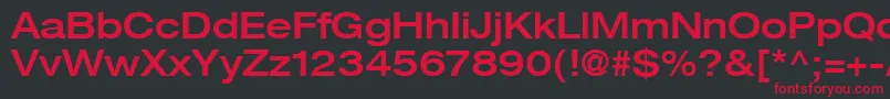 フォントHelveticaLt63MediumExtended – 黒い背景に赤い文字