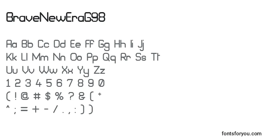 Czcionka BraveNewEraG98 – alfabet, cyfry, specjalne znaki