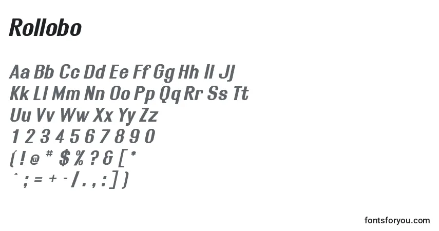 Schriftart Rollobo – Alphabet, Zahlen, spezielle Symbole