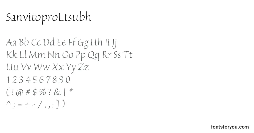 A fonte SanvitoproLtsubh – alfabeto, números, caracteres especiais
