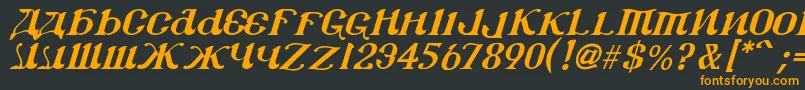 フォントCsar2i – 黒い背景にオレンジの文字