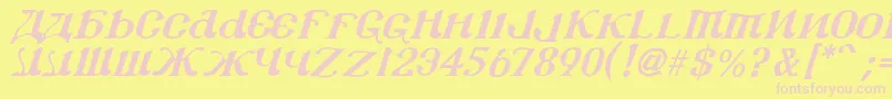 Csar2i-Schriftart – Rosa Schriften auf gelbem Hintergrund