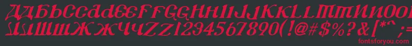 フォントCsar2i – 黒い背景に赤い文字