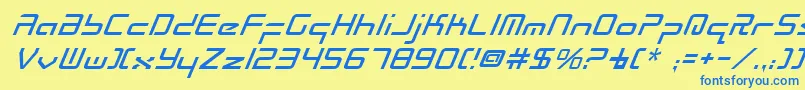 RadioSpaceItalic Font – Blue Fonts on Yellow Background