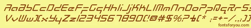 RadioSpaceItalic Font – Brown Fonts on Yellow Background