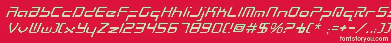 RadioSpaceItalic Font – Green Fonts on Red Background