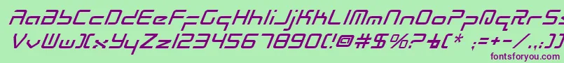 RadioSpaceItalic Font – Purple Fonts on Green Background