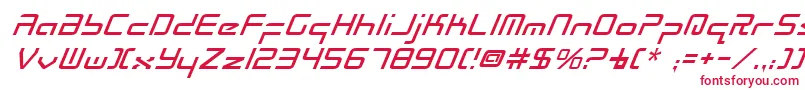 フォントRadioSpaceItalic – 白い背景に赤い文字