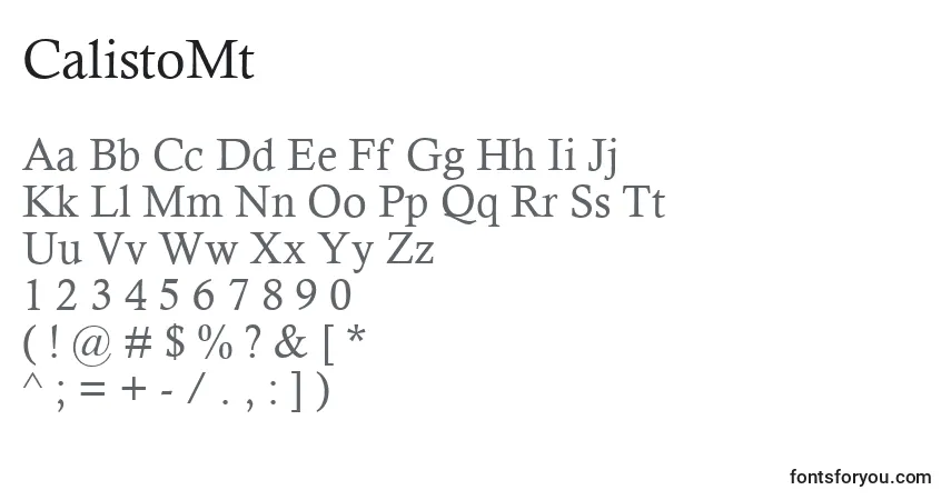 A fonte CalistoMt – alfabeto, números, caracteres especiais