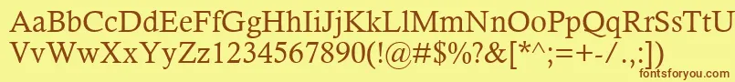 フォントCalistoMt – 茶色の文字が黄色の背景にあります。