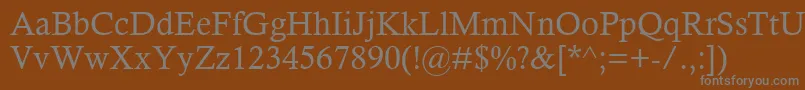 CalistoMt-fontti – harmaat kirjasimet ruskealla taustalla