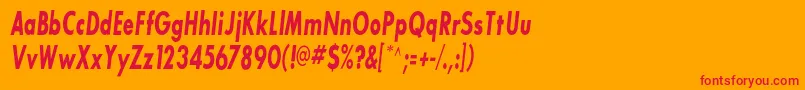 SansserifbldflfcondItalic Font – Red Fonts on Orange Background