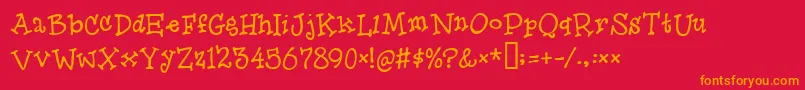 Hero ffy-Schriftart – Orangefarbene Schriften auf rotem Hintergrund