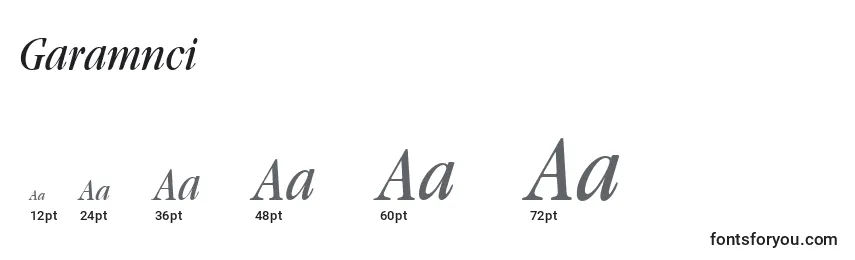 Garamnci Font Sizes