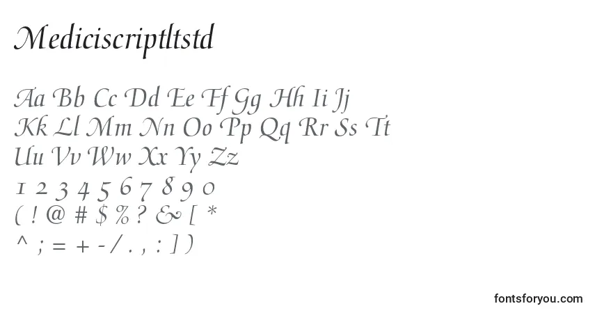Czcionka Mediciscriptltstd – alfabet, cyfry, specjalne znaki