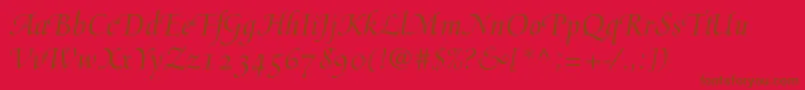 フォントMediciscriptltstd – 赤い背景に茶色の文字