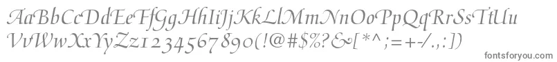 Mediciscriptltstd-fontti – harmaat kirjasimet valkoisella taustalla
