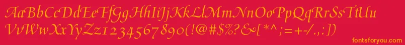 Mediciscriptltstd Font – Orange Fonts on Red Background