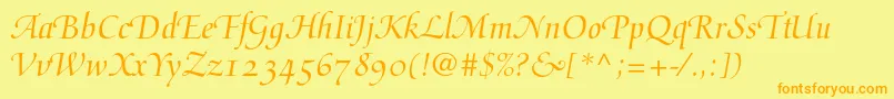 Mediciscriptltstd Font – Orange Fonts on Yellow Background