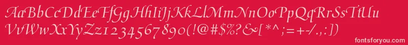 Mediciscriptltstd Font – Pink Fonts on Red Background