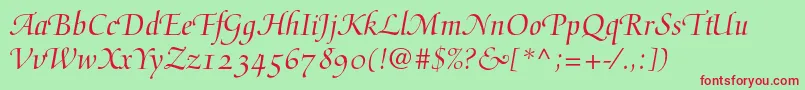 Mediciscriptltstd Font – Red Fonts on Green Background