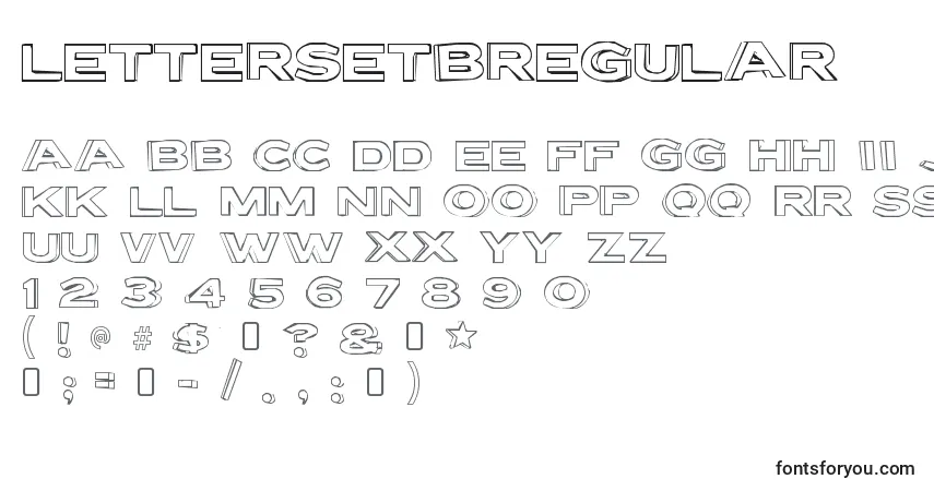 A fonte LettersetbRegular – alfabeto, números, caracteres especiais