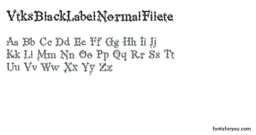 Czcionka VtksBlackLabelNormalFilete – alfabet, cyfry, specjalne znaki