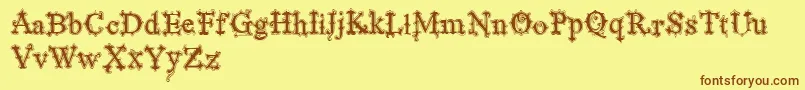 VtksBlackLabelNormalFilete Font – Brown Fonts on Yellow Background