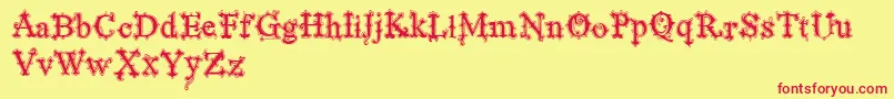 VtksBlackLabelNormalFilete Font – Red Fonts on Yellow Background