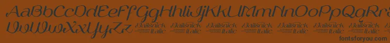 VailsnickItalicDemoVersion-Schriftart – Schwarze Schriften auf braunem Hintergrund
