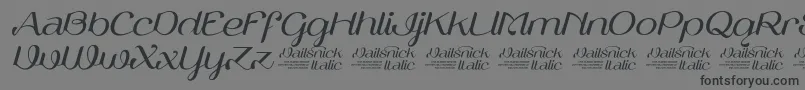 VailsnickItalicDemoVersion-Schriftart – Schwarze Schriften auf grauem Hintergrund