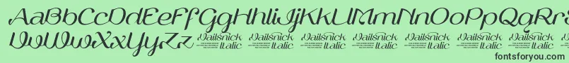 フォントVailsnickItalicDemoVersion – 緑の背景に黒い文字