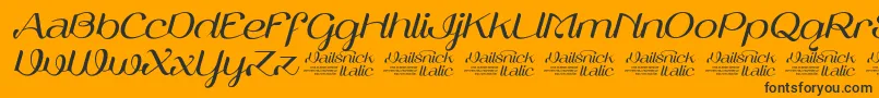Шрифт VailsnickItalicDemoVersion – чёрные шрифты на оранжевом фоне