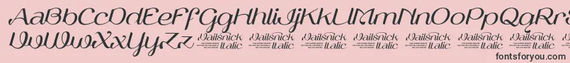 Fonte VailsnickItalicDemoVersion – fontes pretas em um fundo rosa