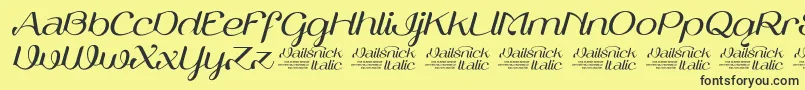 フォントVailsnickItalicDemoVersion – 黒い文字の黄色い背景