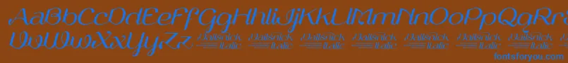 VailsnickItalicDemoVersion-fontti – siniset fontit ruskealla taustalla