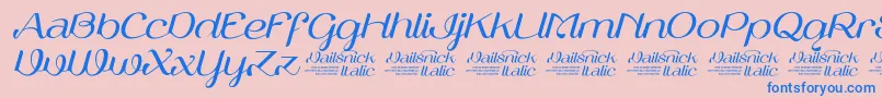 VailsnickItalicDemoVersion-Schriftart – Blaue Schriften auf rosa Hintergrund