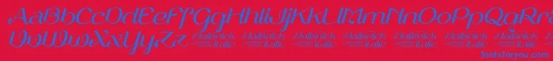 VailsnickItalicDemoVersion-fontti – siniset fontit punaisella taustalla